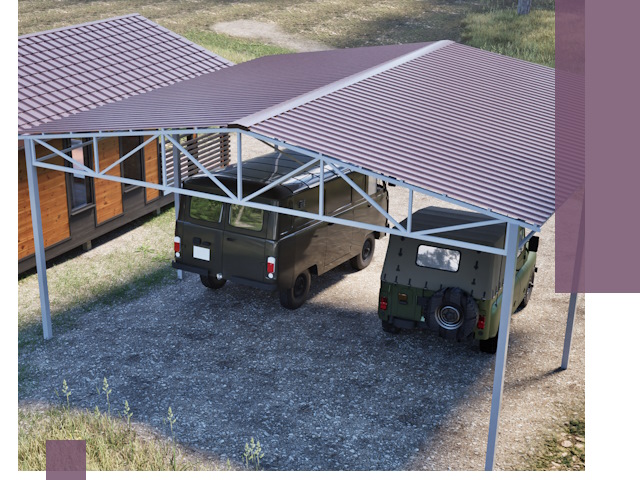 Двускатные навесы под ключ в Владикавказе — изготовление и монтаж